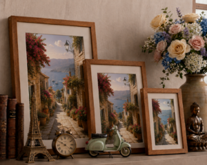 Sun-Drenched Escape: Handcrafted Mediterranean Stone Path Gallery in Sustainable Eco-Frames
