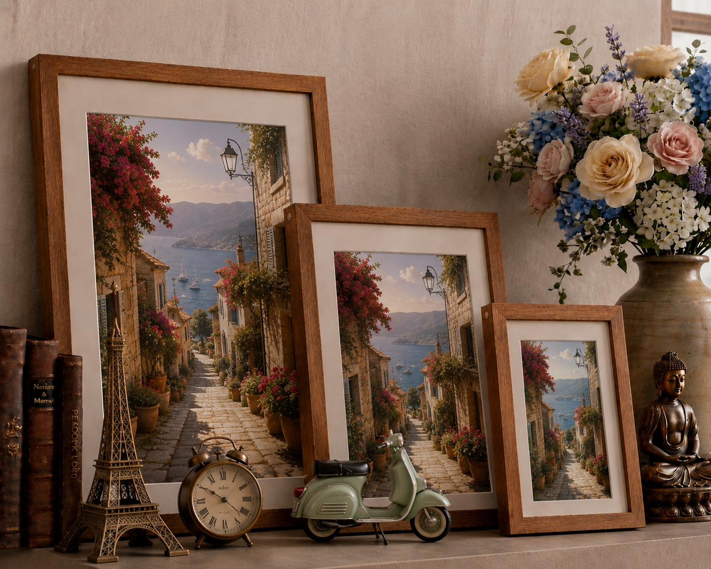 Sun-Drenched Escape: Handcrafted Mediterranean Stone Path Gallery in Sustainable Eco-Frames