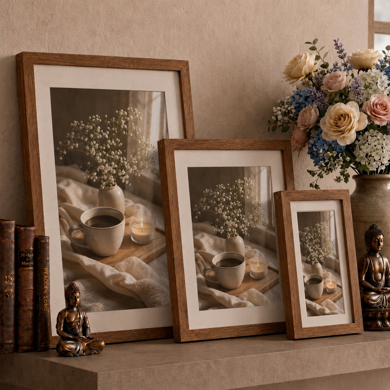 Morning Serenity: Handcrafted Cozy Coffee & Candle Gallery in Sustainable Eco-Frames