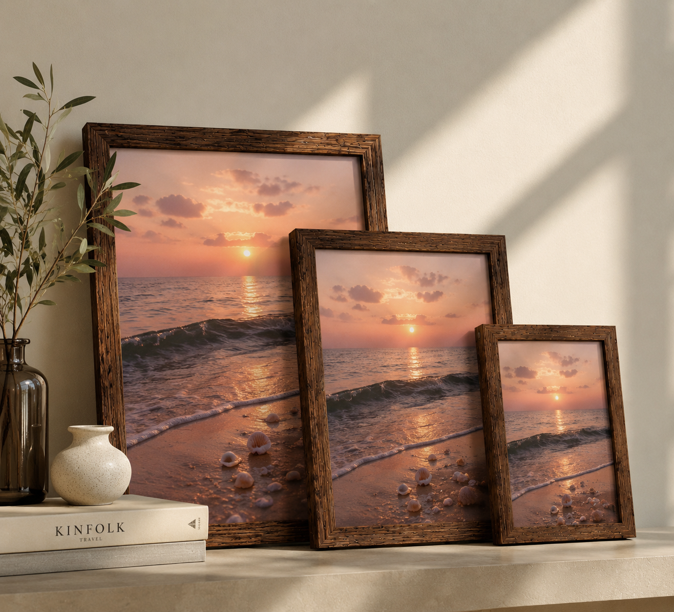 Seaside Serenity: Handcrafted Golden Hour Beach Gallery in Sustainable Eco-Frames