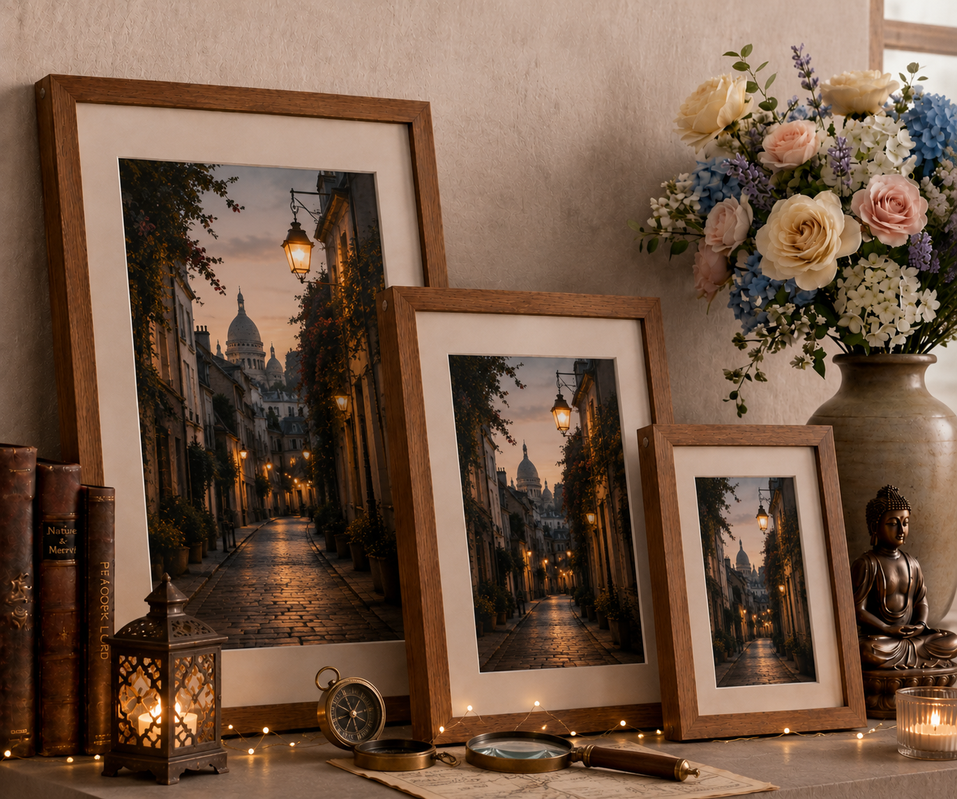 Montmartre Evening: Enchanted Sacré-Cœur Streetscape Gallery in Sustainable Eco-Frames