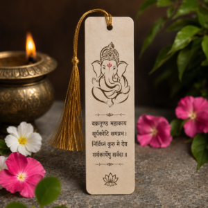 Divine Vakratunda: Lord Ganesha Shloka Premium Cardstock Bookmark with Golden Tassel