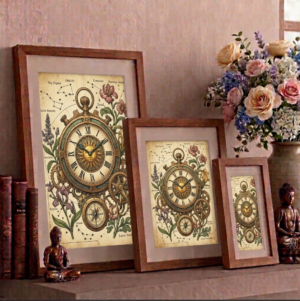 Stellar Voyages: Handcrafted Celestial Compass & Clock Gallery in Sustainable Eco-Frames