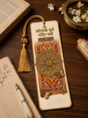 Konark Heritage: Premium Konark Sun Temple Wheel Devotional Cardstock Bookmark