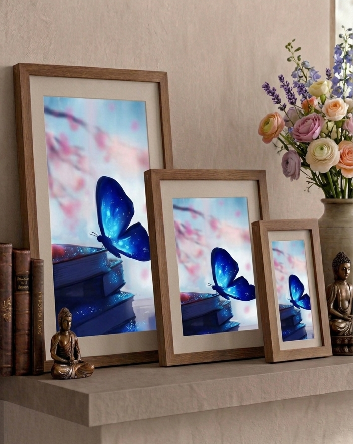 Ethereal Flight: Handcrafted Butterfly & Books Gallery in Sustainable Eco-Frames
