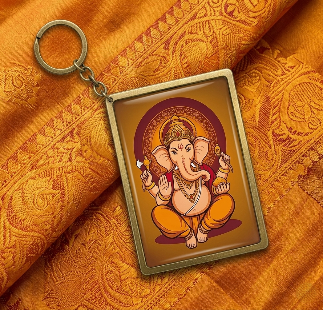 Vighnaharta: Handcrafted Lord Ganesha Keychain from Recycled Materials