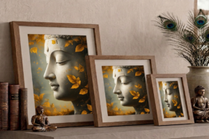 Zen Serenity: Handcrafted Buddha Art Gallery in Sustainable Eco-Frames