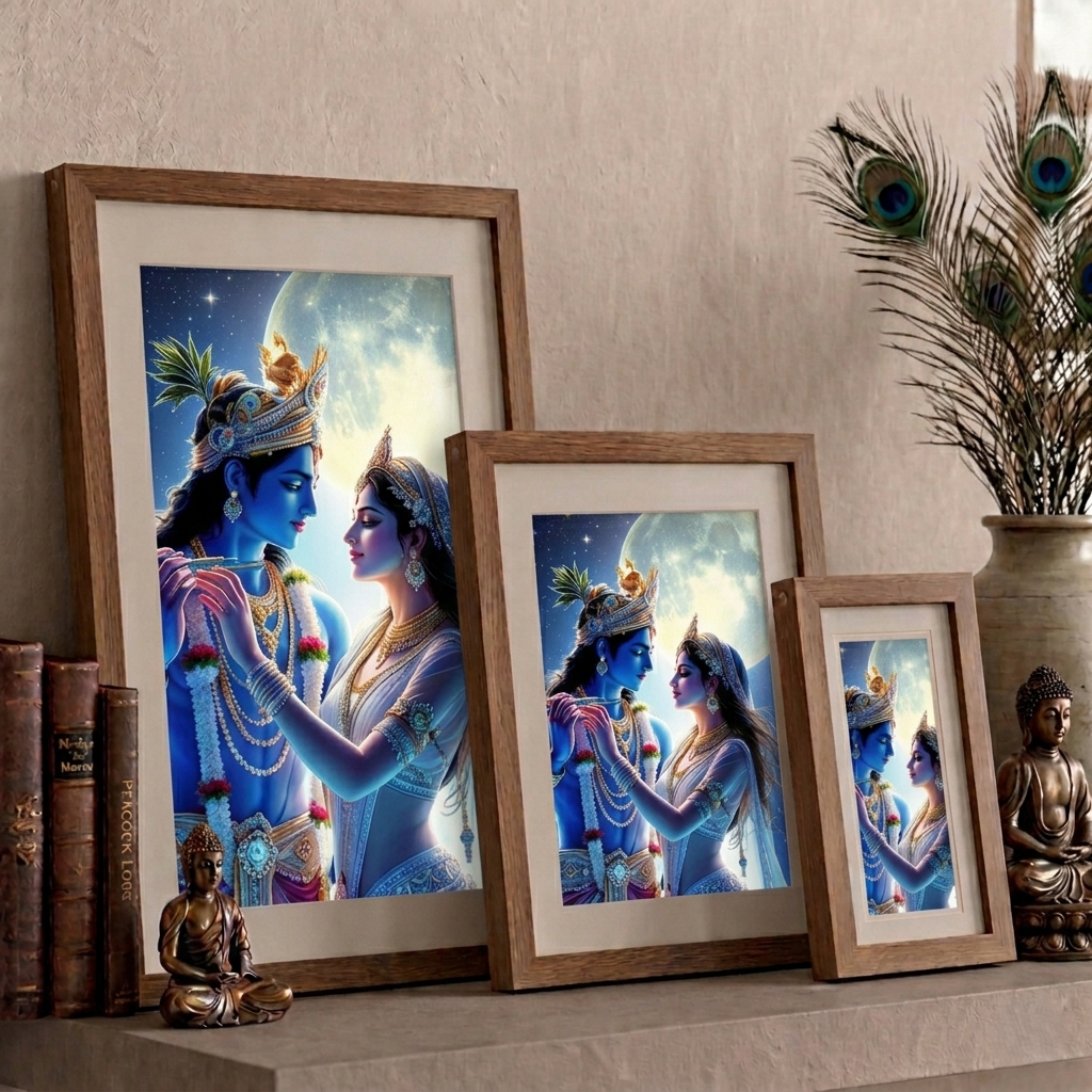 Celestial Love: Handcrafted Radha Krishna Gallery in Sustainable Eco-Frames