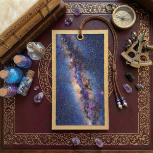 Cosmic Milky Way: Premium Galaxy Space Watercolor Cardstock Bookmark with Braided Cord