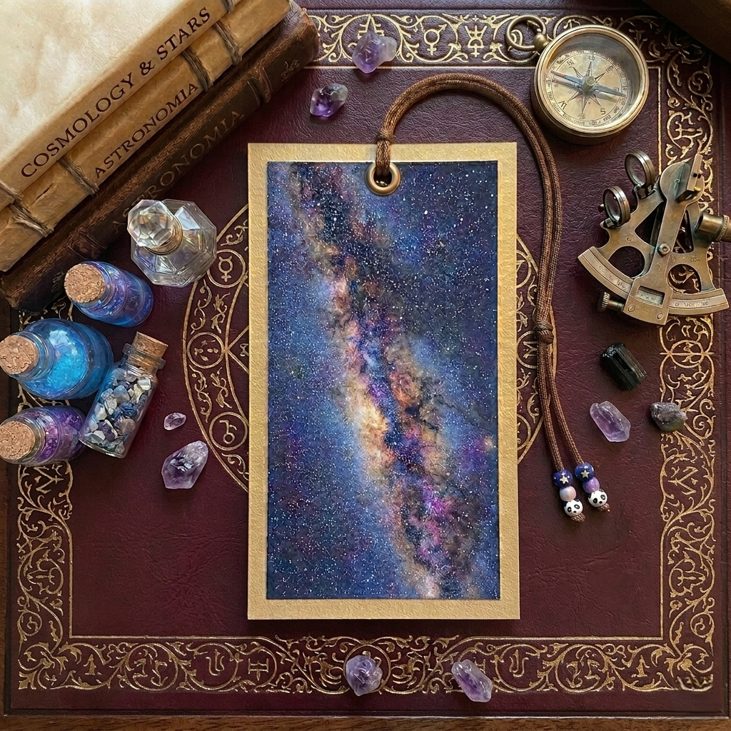 Cosmic Milky Way: Premium Galaxy Space Watercolor Cardstock Bookmark with Braided Cord