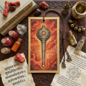 Sankat Mochan: Premium Hanuman Gada Divine Watercolor Art Cardstock Bookmark