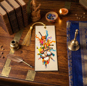 Saraswati Wisdom: Premium Artistic Cardstock Bookmark with Golden Tassel